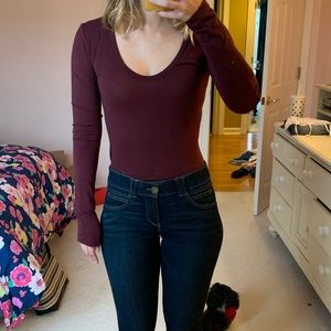 We The Free Burgundy Body Suit